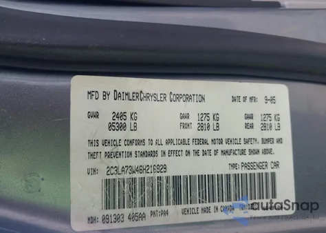 2006 Chrysler 300C Srt-8 z USA, uszkodzony, nr VIN 2C3LA73W46H216929